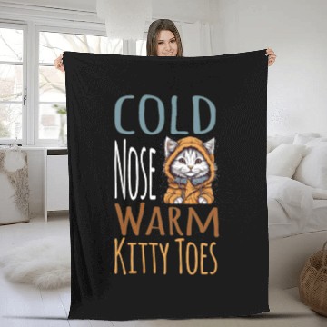 Discover Cold Nose Warm Kitty Toes White Cat Winter Outfit Fleece Blankets