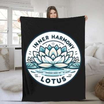 Discover Inner Harmony Lotus - Serene Water & Flower Design Fleece Blankets