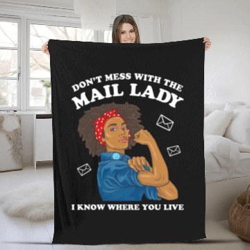Discover African American Postal Worker Mail Lady Funny Fleece Blankets