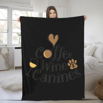 Discover Coffee wine canines Fleece Blankets