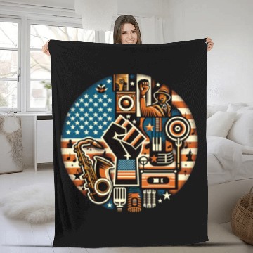 Discover Black Music Power USA Fleece Blankets