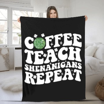 Discover Coffee Teach Shenanigans Repeat Disco Ball Teacher Fleece Blankets