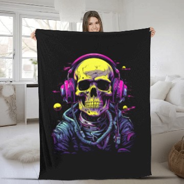 Discover Skull DJ Astronaut Space Sci-Fi Planet Galaxy Fleece Blankets