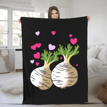 Discover Turnip Love Hearts Valentine's Day Fleece Blankets