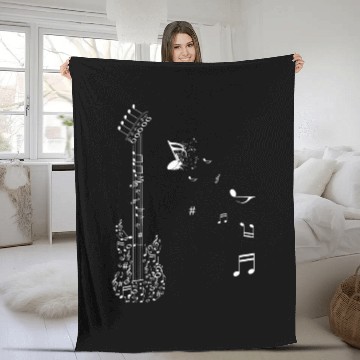 Discover Electric Guitar in Music note for band guitarist Fleece Blankets