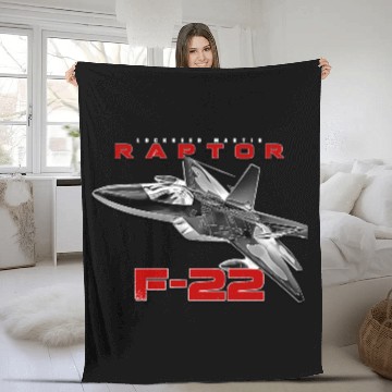 Discover F-22 Raptor Fighterjet Us Air Force Warbird Fleece Blankets