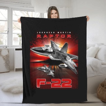 Discover F-22 Raptor Fighterjet Us Air Force Warbird Fleece Blankets
