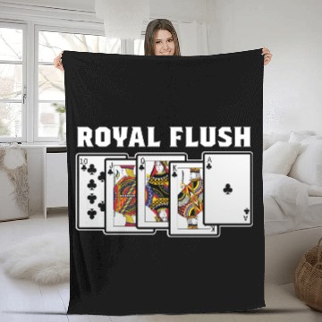 Discover Royal Flush Gambler Or Card Player Gift Fleece Blankets