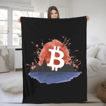 Discover Bitcoin Japonese Ink Sunset Serenity Fleece Blankets