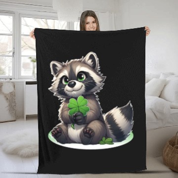 Discover St. Patrick's Day Raccoon Revelry Fleece Blankets