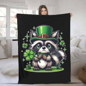 Discover St. Patrick's Day Raccoon Revelry Fleece Blankets