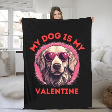 Discover My Dog is my Valentine's Day 2024 Golden Retriever Fleece Blankets