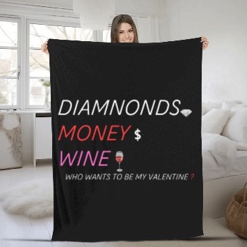 Discover "Diamonds, Money, Wine: Valentines Edition" Fleece Blankets
