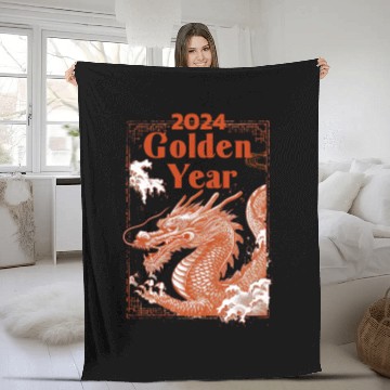 Discover Golden Year Dragon Majestic White Fleece Blankets