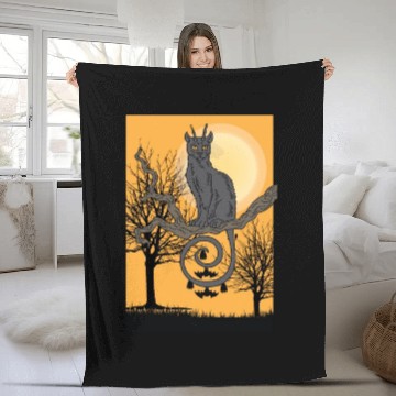 Discover Cat Full Moon Cat Parent Gift Fleece Blankets