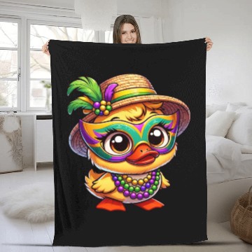 Discover Mardi Gras Comic Duck Fleece Blankets