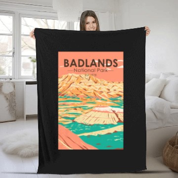 Discover Badlands National Park Landscape Vintage Fleece Blankets