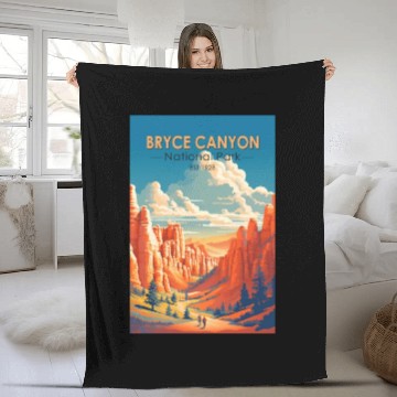 Discover Bryce Canyon National Park Travel Art Vintage Fleece Blankets