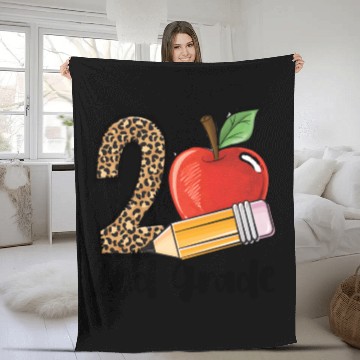 Discover 2Nd Grade Leopard Print Back To School Teacher Stu Fleece Blankets