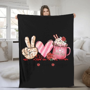 Discover Peace Love Coffee Fleece Blankets