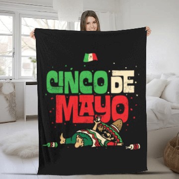 Discover Cinco De Mayo May 5 Drunk Mexican Flag Fleece Blankets