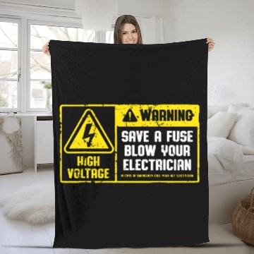 Discover Lineman Retro Vintage Electrician Save A Fuse Fleece Blankets