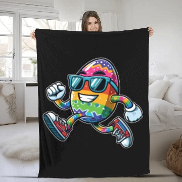 Discover Easter Egg Easter Egg Running Race Jogging Jogger Fleece Blankets