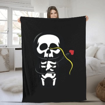 Discover Funny skull cupid halloween costume Fleece Blankets