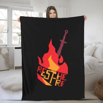 Discover Rest Here Bonfire Gamer Design Fleece Blankets