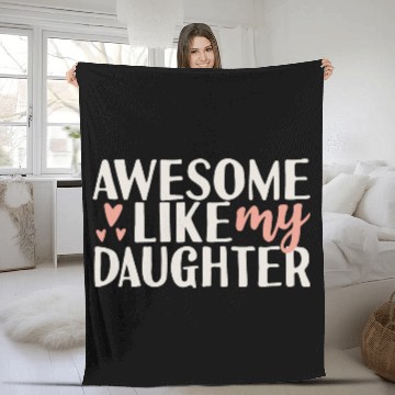 Discover Awesome I like my Daughter Funny Dad Joke Humor Fleece Blankets