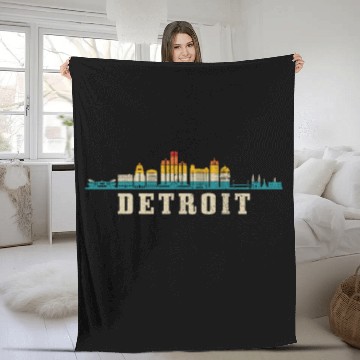 Discover Detroit Michigan Motor City USA Fleece Blankets