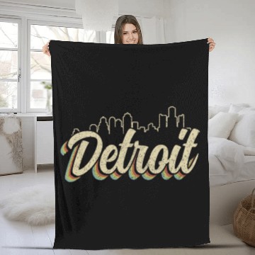 Discover Detroit Michigan Motor City USA Fleece Blankets