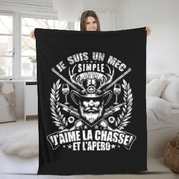 Discover J'aime La Chasse et L'apéro Idée Originale Humour Fleece Blankets
