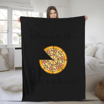 Discover Where is the - PIZZA my heart Fleece Blankets