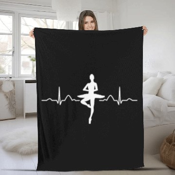 Discover Ballet Dancer Heartbeat EKG Ballerina Fleece Blankets