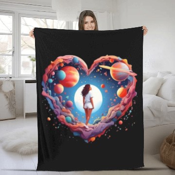 Discover Valentine's Day Cosmos with a Space-Galactic Love Fleece Blankets