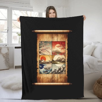 Discover Winter Autumn Season Scenery Papyrus Scroll Fleece Blankets