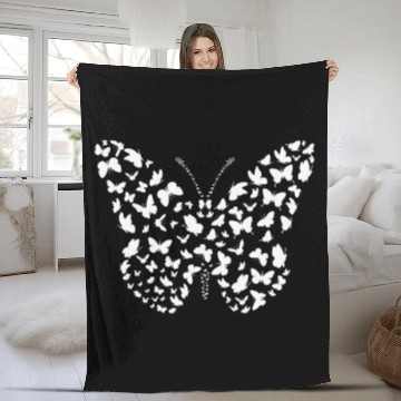 Discover Butterfly Butterflies Insect Silhouette Fleece Blankets