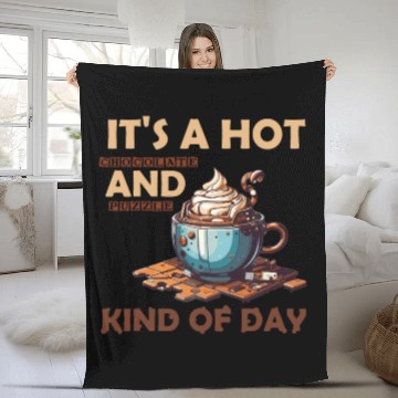 Discover hot chocolate and puzzle kind of day Vintage retro Fleece Blankets