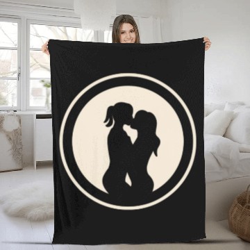 Discover Silhouette of Lesbian Couple Fleece Blankets