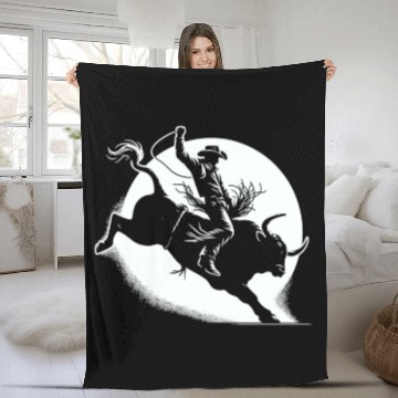 Discover Rodeo Bull Riding Livestock Show Farmer Cattle Fleece Blankets
