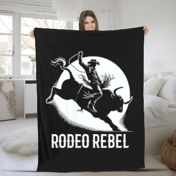 Discover Rodeo Bull Riding Livestock Show Farmer Cattle Fleece Blankets