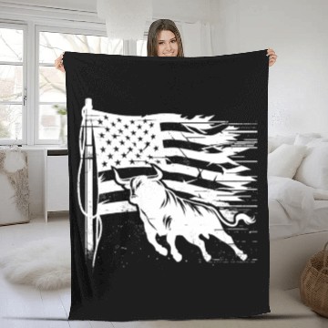 Discover Rodeo Bull Riding Livestock Show Farmer Cattle Fleece Blankets