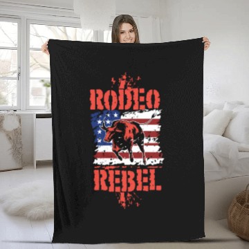 Discover Rodeo Bull Riding Livestock Show Farmer Cattle Fleece Blankets