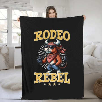 Discover Rodeo Bull Riding Livestock Show Farmer Cattle Fleece Blankets