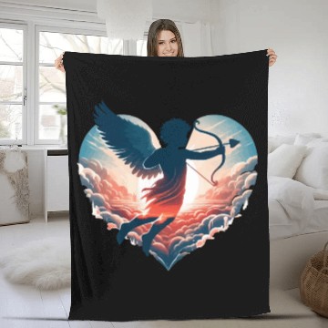 Discover Valentine's Day Cupid shoots straight to the heart Fleece Blankets