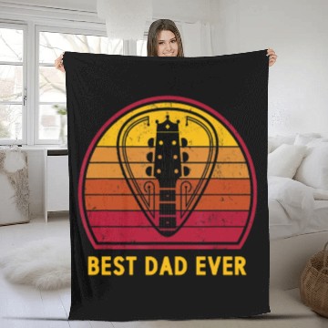Discover Retro Vintage Best Guitar Dad Ever Father's Day Fleece Blankets