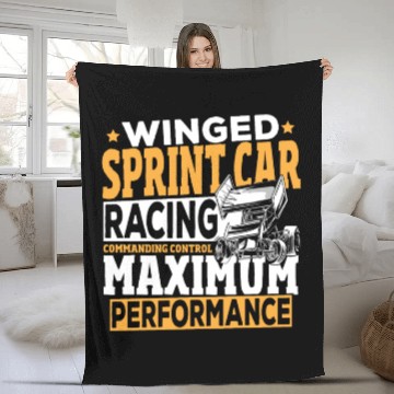 Discover Winged Sprint Car Racing Commanding Control Fleece Blankets