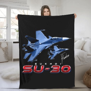 Discover Sukhoi SU-30 Flanker Russian Fighterjet Fleece Blankets