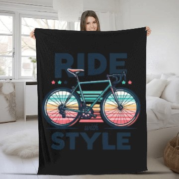Discover Ride With Style - retro bike fashion Fleece Blankets